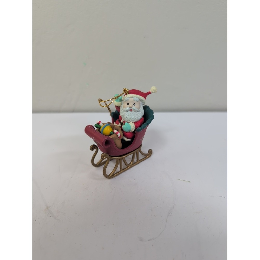 Vintage Hallmark 1992 Ornament Featuring Santa In His Sleigh 2.5 In